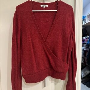 Madewell Red V-Neck Wrap Sweater